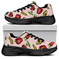 Watercolor Vegan Pattern Print Black Chunky Shoes