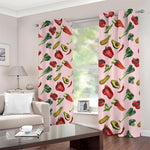 Watercolor Vegan Pattern Print Blackout Grommet Curtains