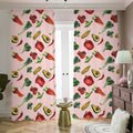 Watercolor Vegan Pattern Print Dimout Pencil Pleat Curtains