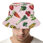 Watercolor Vegan Pattern Print Bucket Hat