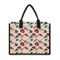 Watercolor Vegan Pattern Print Canvas Tote Bag