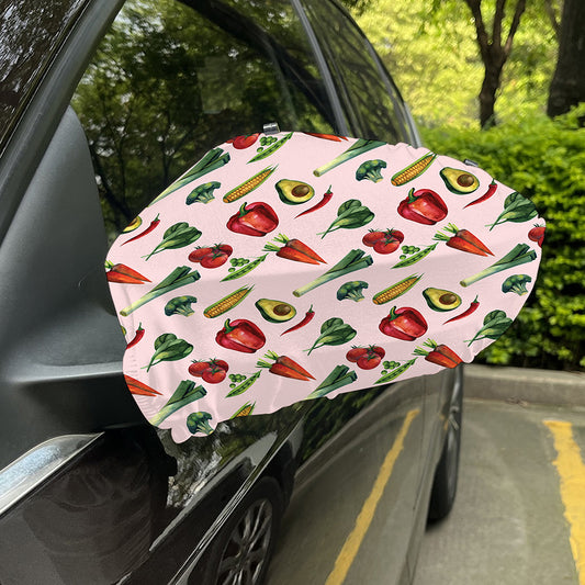 Watercolor Vegan Pattern Print Car Side Mirror Covers