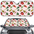 Watercolor Vegan Pattern Print Car Windshield Sun Shade