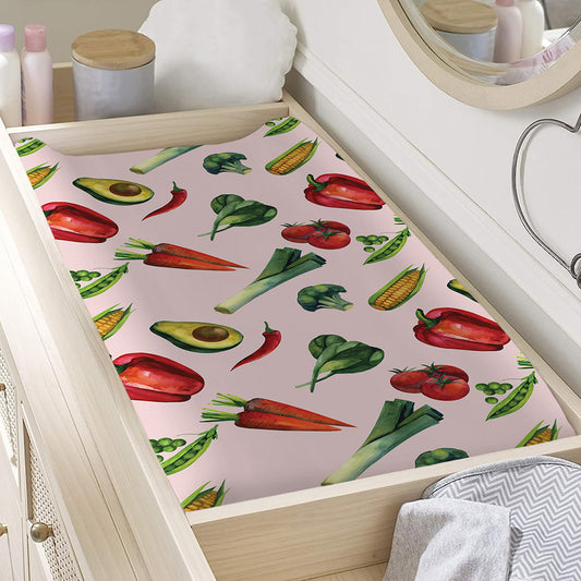 Watercolor Vegan Pattern Print Changing Pad Cover