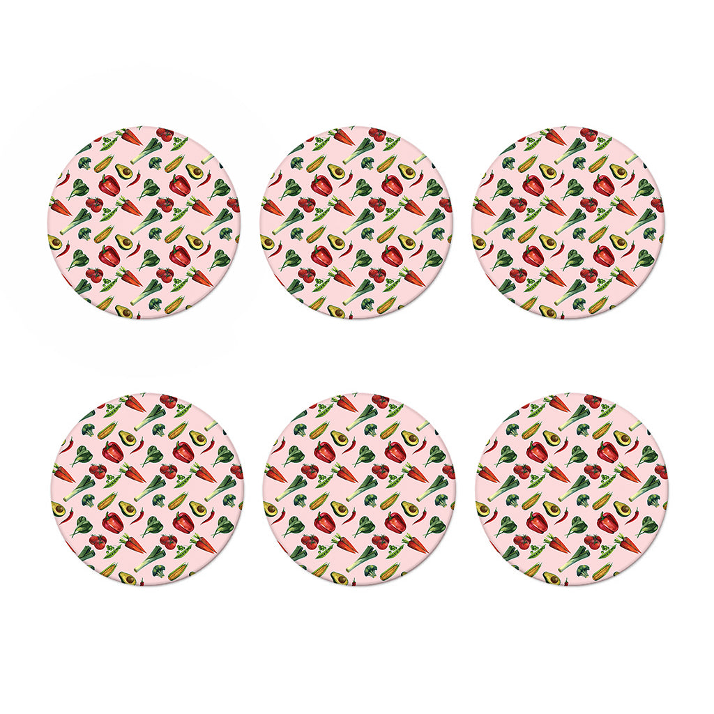 Watercolor Vegan Pattern Print Coaster Set