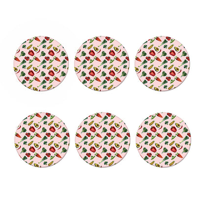 Watercolor Vegan Pattern Print Coaster Set