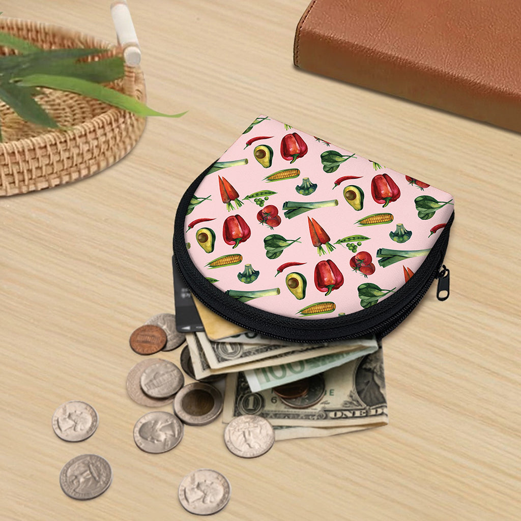 Watercolor Vegan Pattern Print Coin Purse