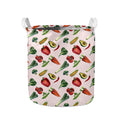 Watercolor Vegan Pattern Print Collapsible Laundry Basket