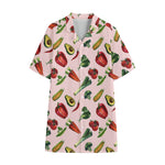 Watercolor Vegan Pattern Print Cotton Hawaiian Shirt