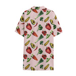 Watercolor Vegan Pattern Print Cotton Hawaiian Shirt
