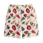 Watercolor Vegan Pattern Print Cotton Shorts