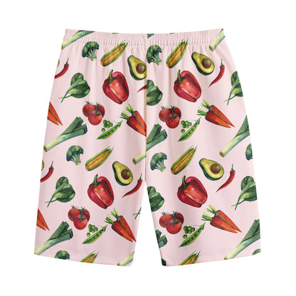 Watercolor Vegan Pattern Print Cotton Shorts