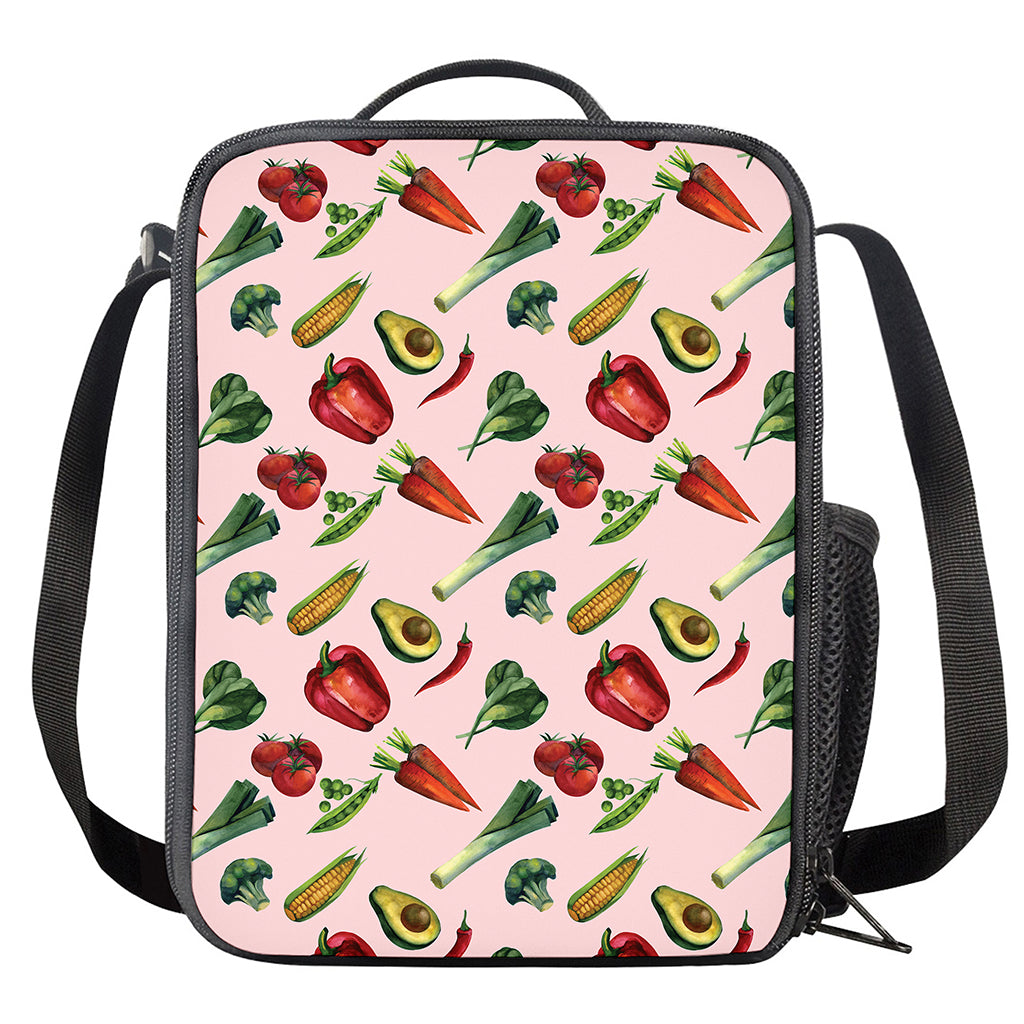 Watercolor Vegan Pattern Print Crossbody Lunch Bag