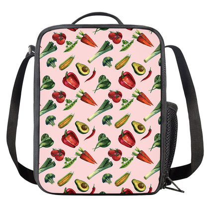 Watercolor Vegan Pattern Print Crossbody Lunch Bag