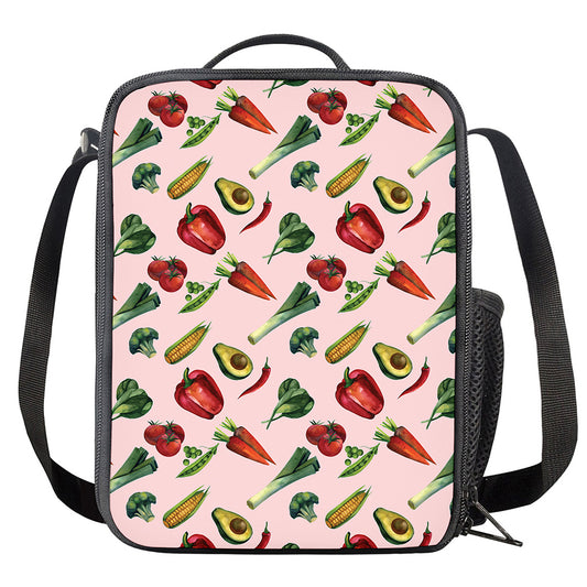 Watercolor Vegan Pattern Print Crossbody Lunch Bag