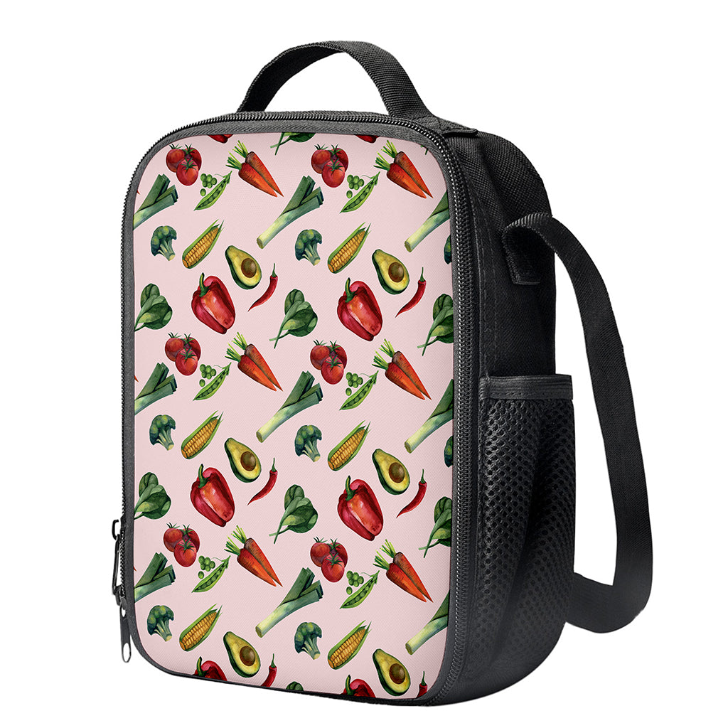 Watercolor Vegan Pattern Print Crossbody Lunch Bag