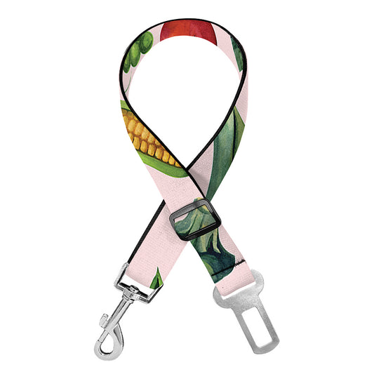 Watercolor Vegan Pattern Print Dog Seat Belt