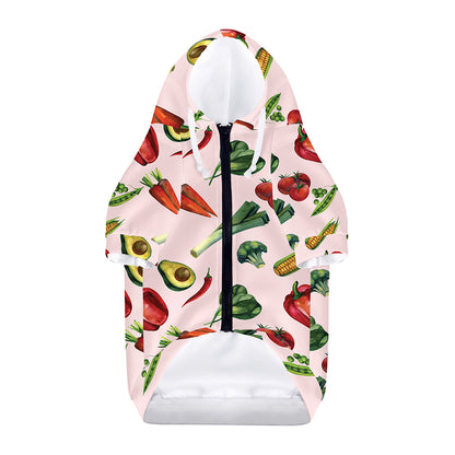 Watercolor Vegan Pattern Print Dog Zip Up Hoodie