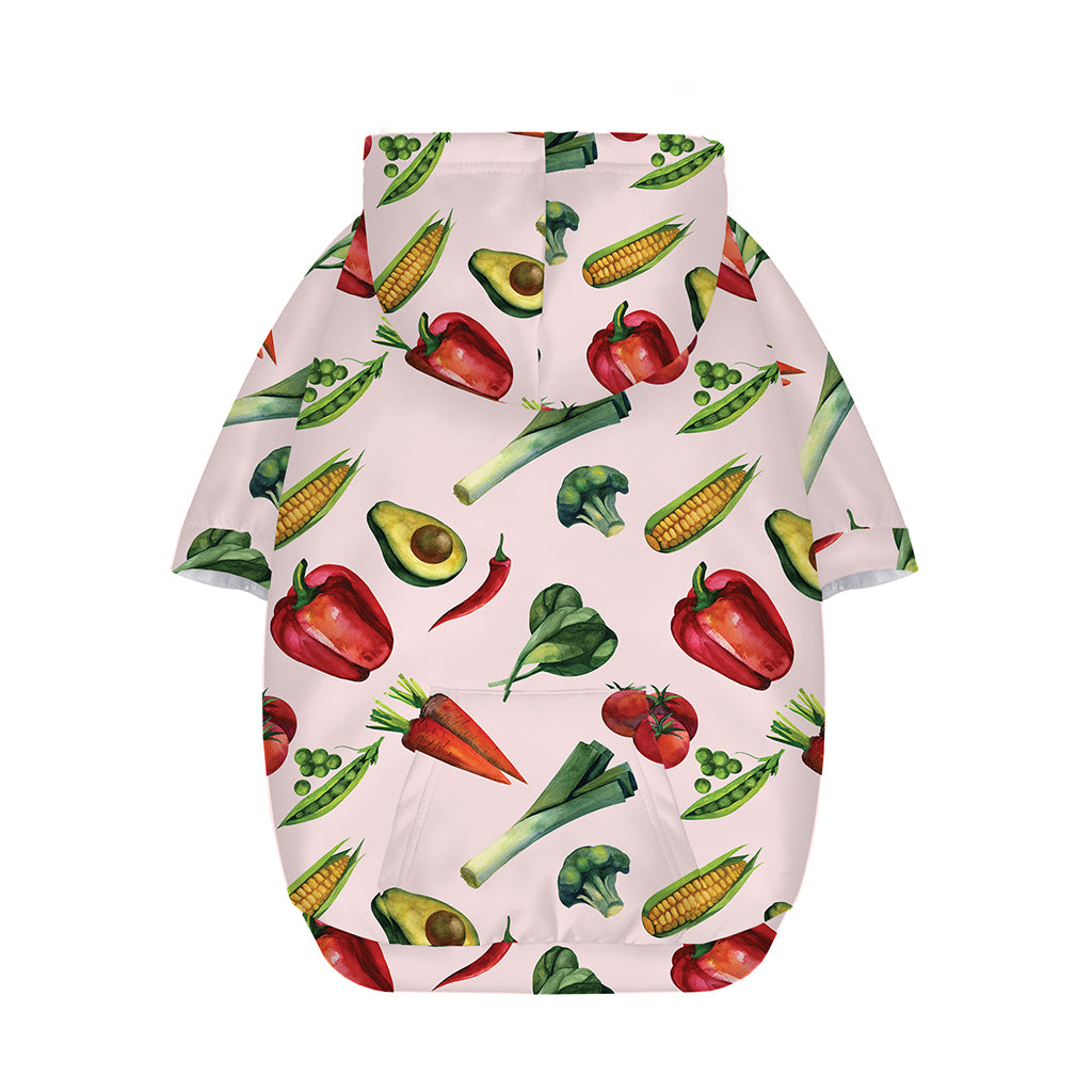 Watercolor Vegan Pattern Print Dog Zip Up Hoodie