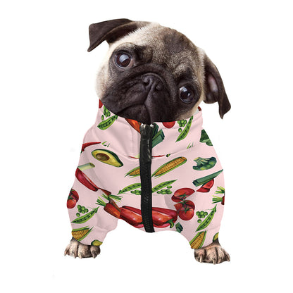 Watercolor Vegan Pattern Print Dog Zip Up Jacket