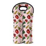 Watercolor Vegan Pattern Print Double Neoprene Wine Tote