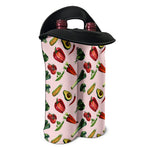 Watercolor Vegan Pattern Print Double Neoprene Wine Tote