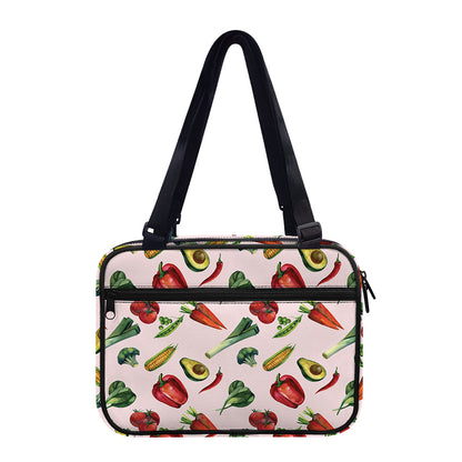 Watercolor Vegan Pattern Print Double Strap Bible Bag