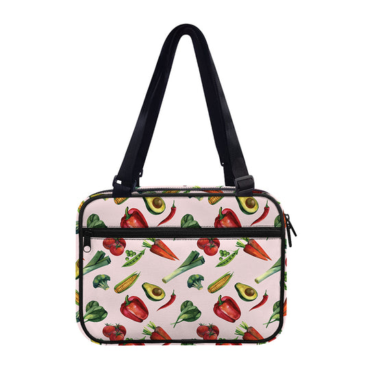 Watercolor Vegan Pattern Print Double Strap Bible Bag