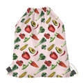 Watercolor Vegan Pattern Print Drawstring Bag