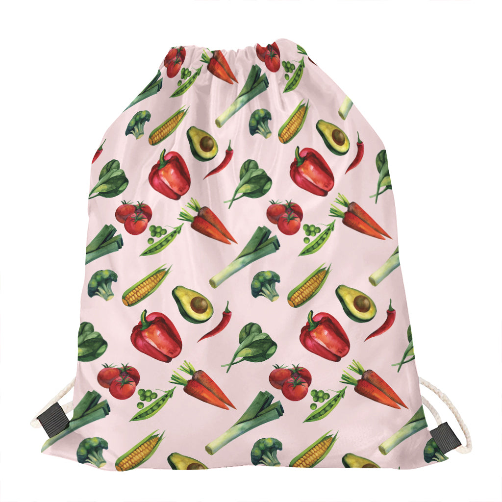 Watercolor Vegan Pattern Print Drawstring Bag