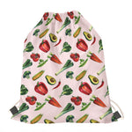 Watercolor Vegan Pattern Print Drawstring Bag