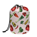 Watercolor Vegan Pattern Print Drawstring Makeup Bag