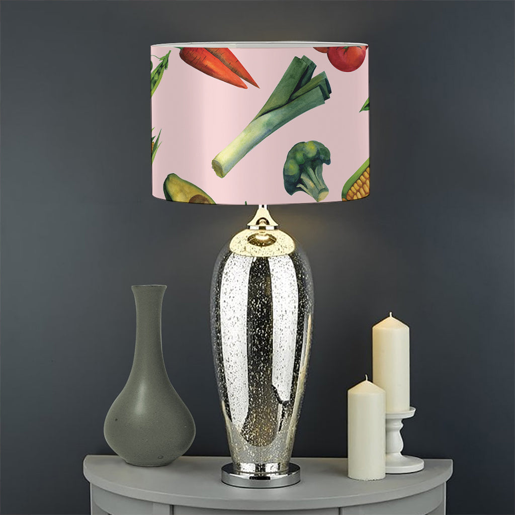Watercolor Vegan Pattern Print Drum Lamp Shade