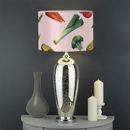 Watercolor Vegan Pattern Print Drum Lamp Shade