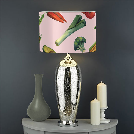 Watercolor Vegan Pattern Print Drum Lamp Shade