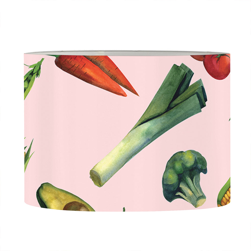 Watercolor Vegan Pattern Print Drum Lamp Shade