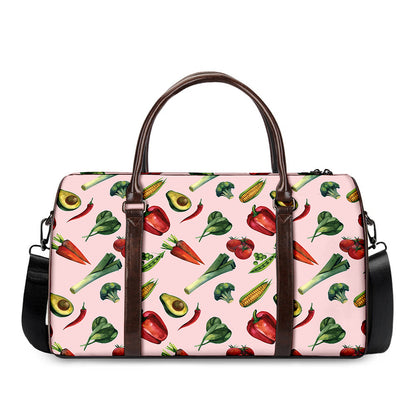 Watercolor Vegan Pattern Print Duffle Bag