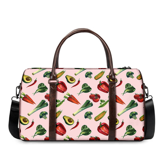 Watercolor Vegan Pattern Print Duffle Bag