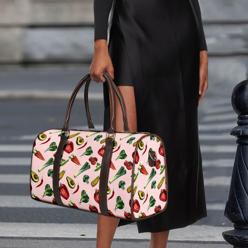Watercolor Vegan Pattern Print Duffle Bag