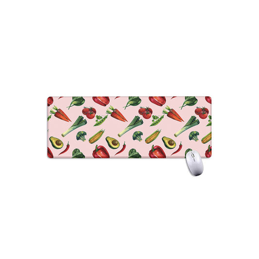 Watercolor Vegan Pattern Print Extended Mouse Pad