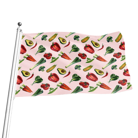 Watercolor Vegan Pattern Print Flag