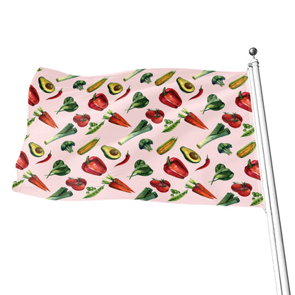 Watercolor Vegan Pattern Print Flag