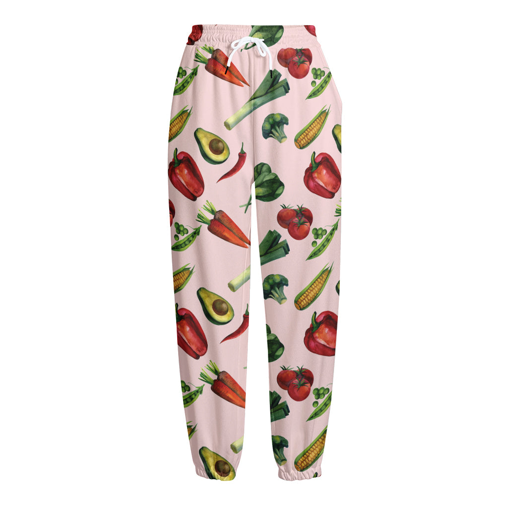 Watercolor Vegan Pattern Print Fleece Lined Knit Pants