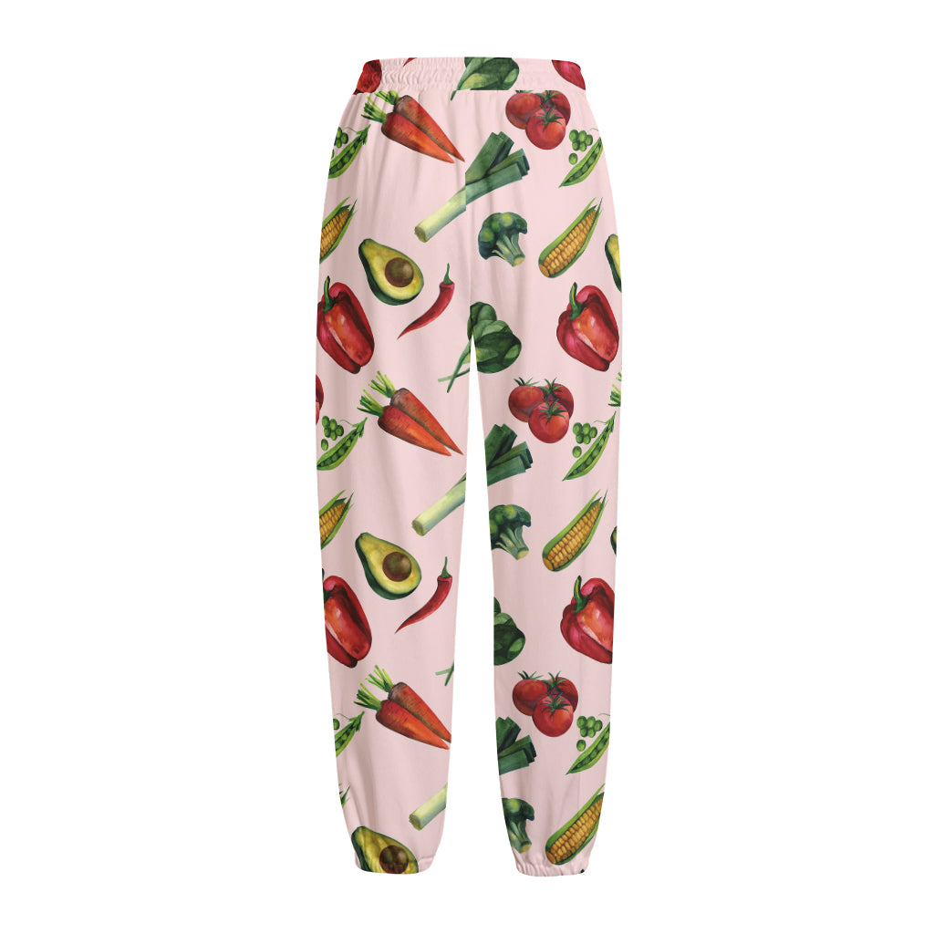 Watercolor Vegan Pattern Print Fleece Lined Knit Pants