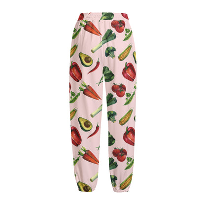 Watercolor Vegan Pattern Print Fleece Lined Knit Pants