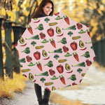 Watercolor Vegan Pattern Print Foldable Umbrella