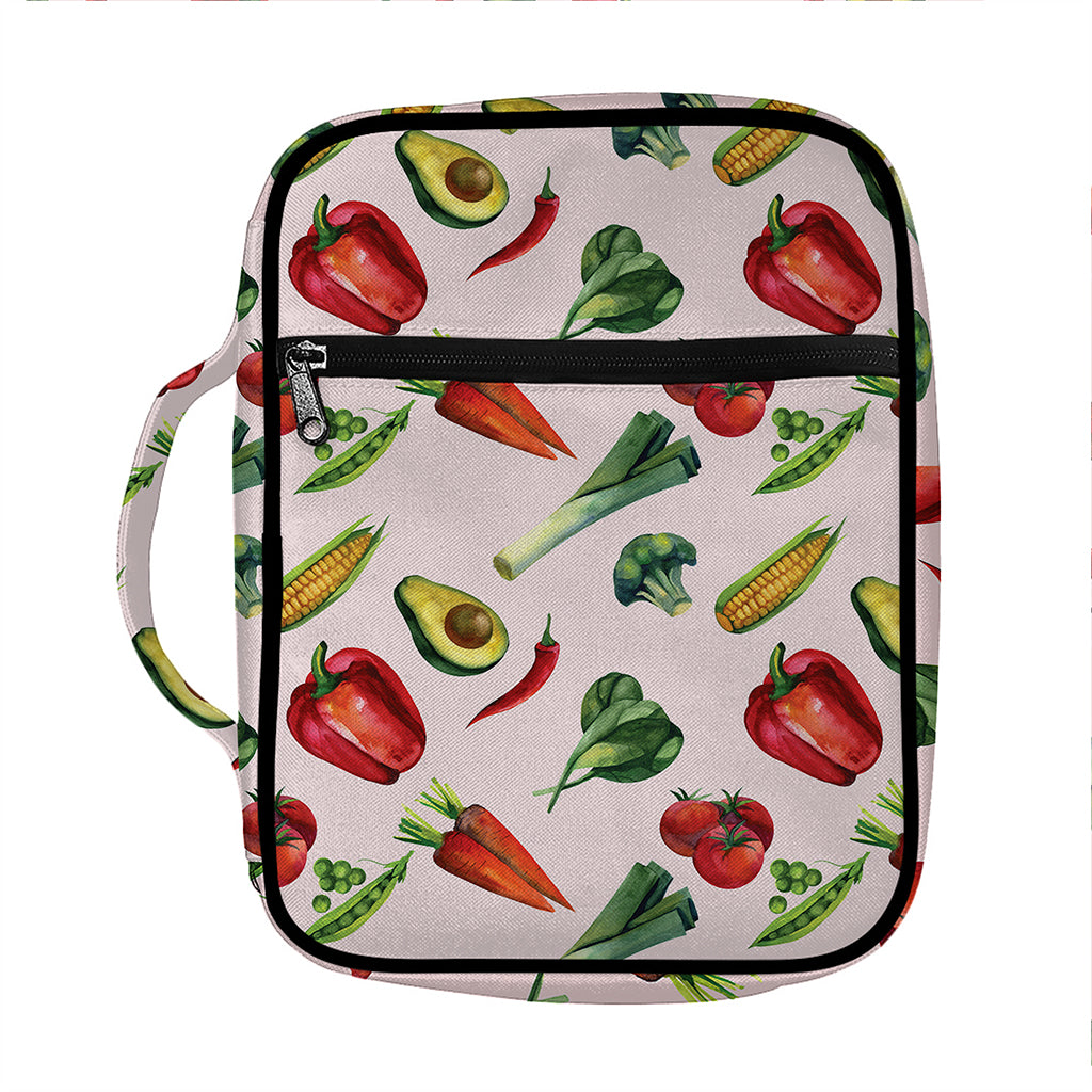 Watercolor Vegan Pattern Print Front Pocket Bible Bag