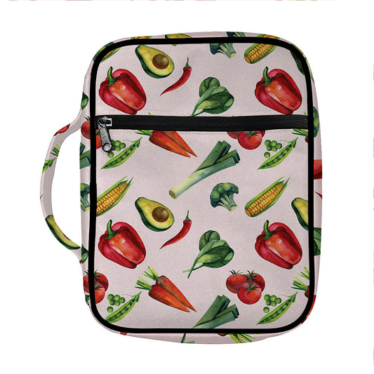 Watercolor Vegan Pattern Print Front Pocket Bible Bag