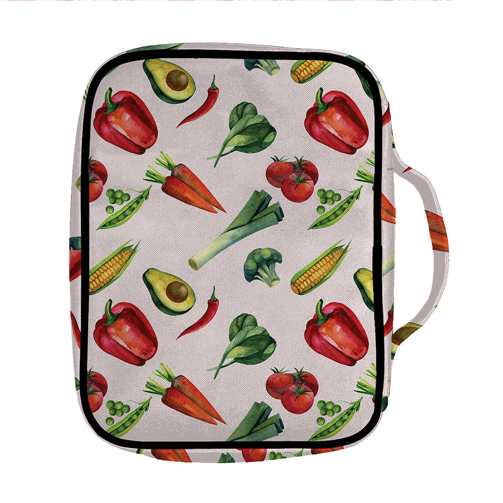 Watercolor Vegan Pattern Print Front Pocket Bible Bag