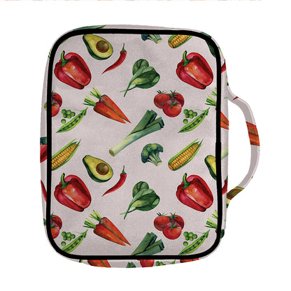 Watercolor Vegan Pattern Print Front Pocket Bible Bag